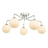 Feya 5 Light Semi Flush Ceiling Light Chrome Opal Glass dar lighting